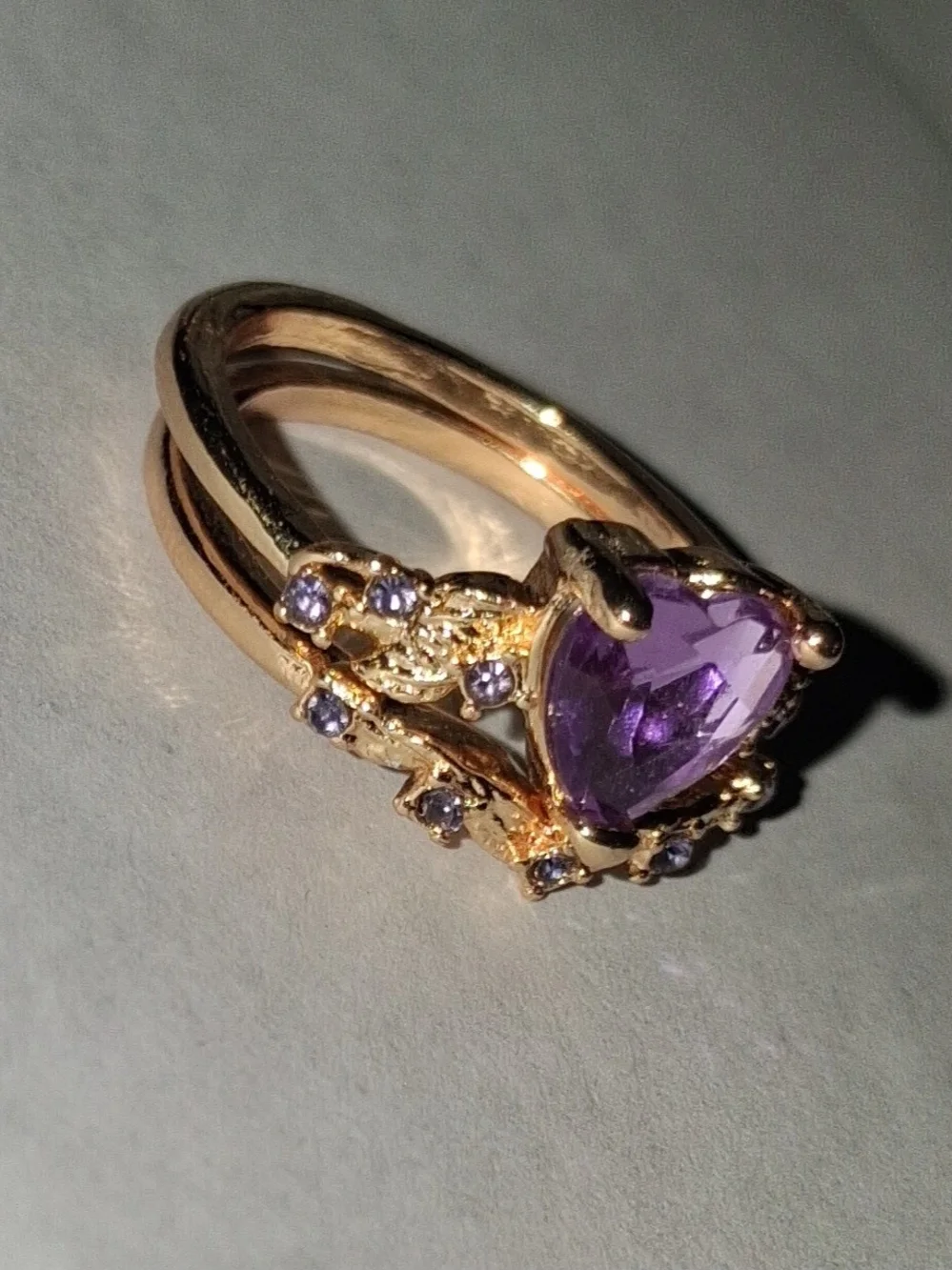 Gold Amethyst Heart Ring